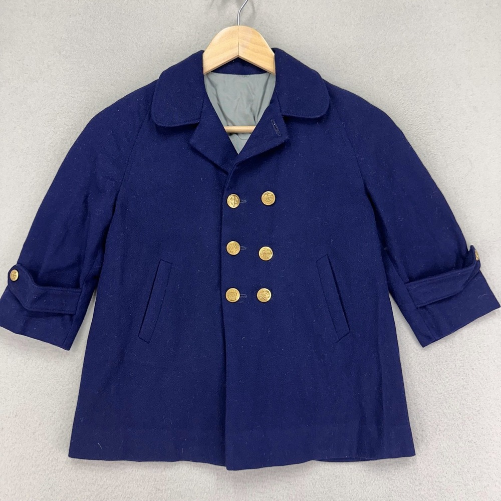 Vintage 50s US Navy Wool Double Breasted Pea Coat Toddler size 4T Millicants
